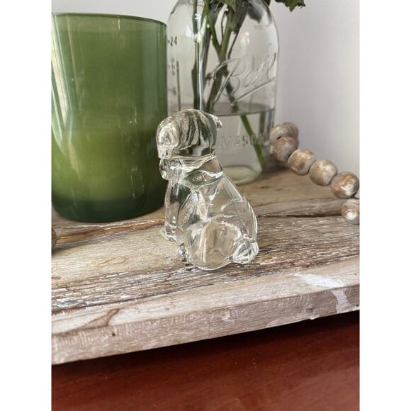 Vintage Hollow Sad Glass Dog Candy Container 1940's Refillable - Picture 6 of 8